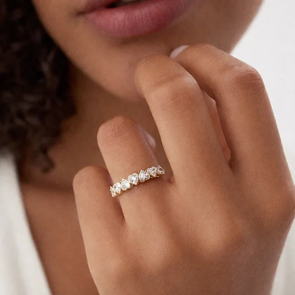 New Gold Plated Heart Eternity Ring - Picture 3 of 4